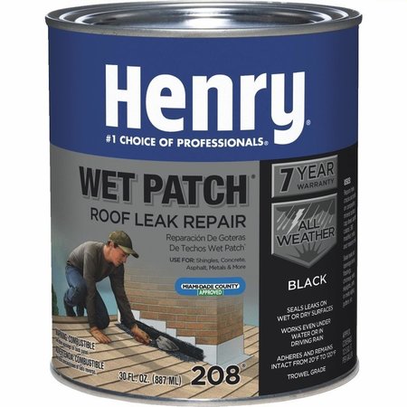 Wet Patch Henry Smooth Black Asphalt AllWeather Roof Cement 30 oz HE208030